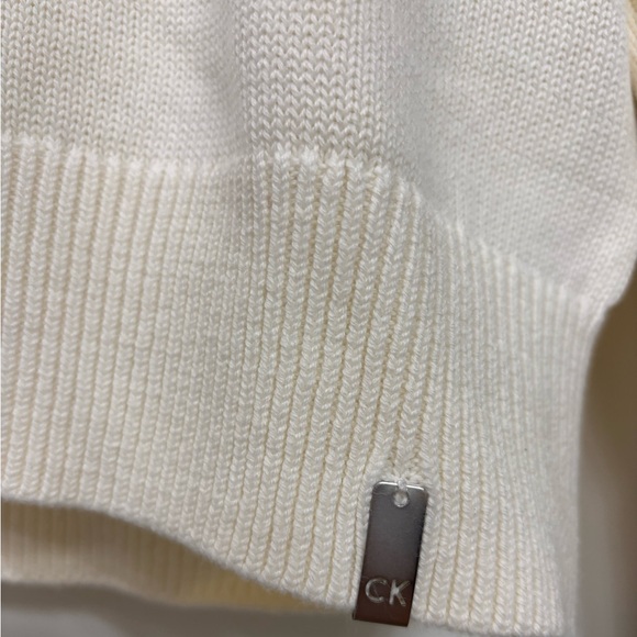 Calvin Klein Men’s Off White 1/4 Zip Cable Knit Pullover Size Medium - Picture 4 of 6